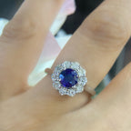 14K White Gold Diamond and Blue Sapphire Ring. Natural Diamonds and Natural Sapphire. 1.00ct in Sapphire & 0.66ct in Diamonds Ring SI,F-G. (etsy image id: 4211919387)