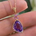 18K Rose Gold  3.20ct Amethyst & 0.15ct in Diamonds Pendant AJJ __etsy:4251956943
