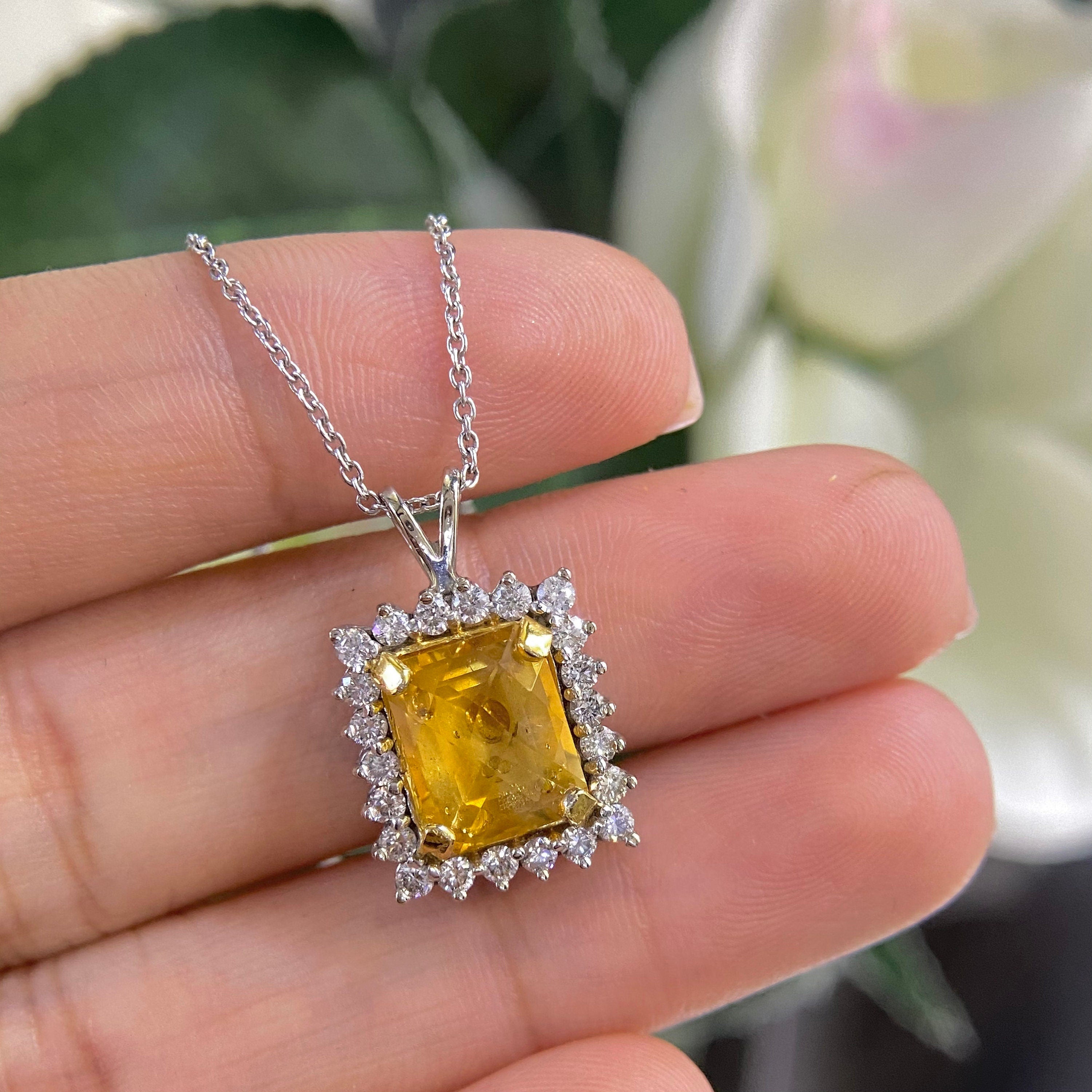 14K White Gold 3.27ct Citrine & 0.60ct Diamonds Pendent  COLRP025 ZTJ (etsy image id: 4254383797)