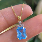 14K Yellow Gold  Blue Topaz with  Diamonds Pendent (etsy image id: 4254689935)