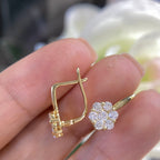 14K Yellow Gold  little Flowers 0.77ct in Diamonds Earrings (etsy image id: 4277774723)