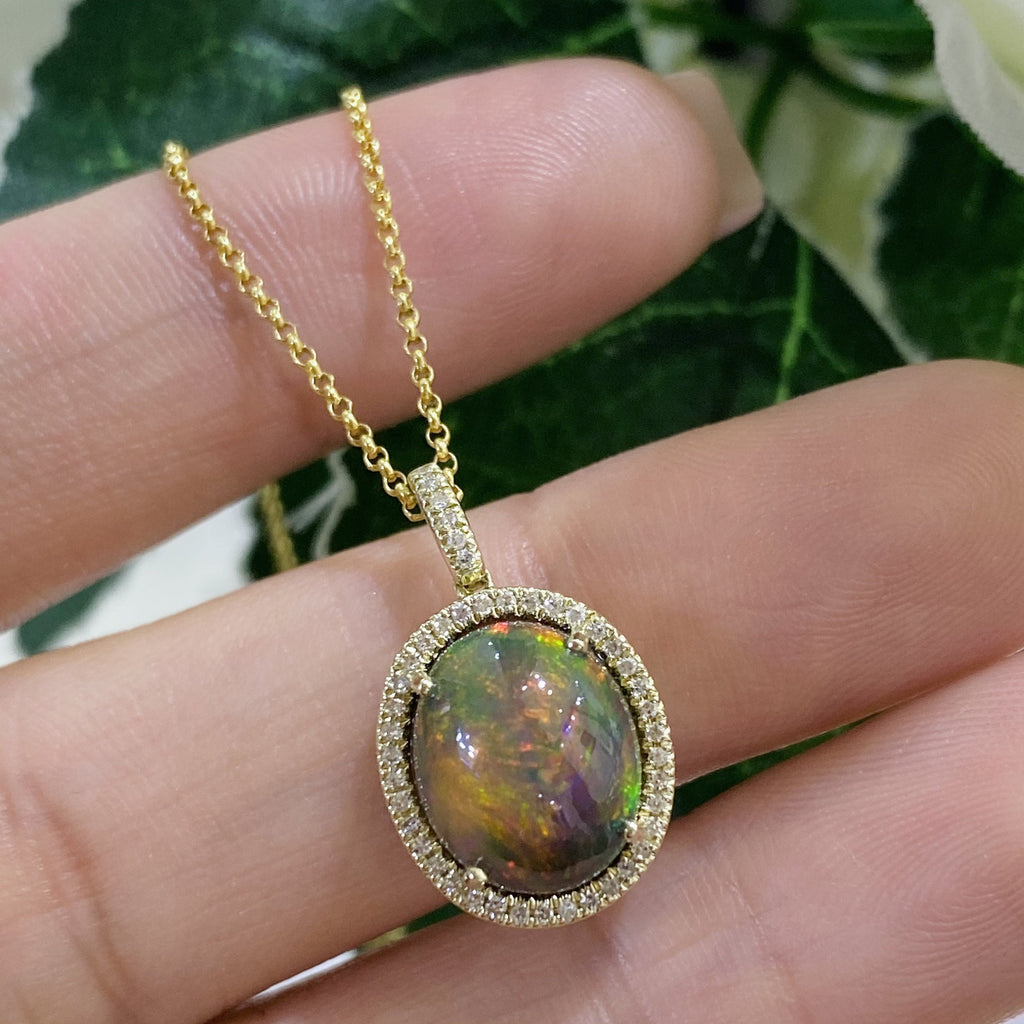 14K Yellow Gold 2.58ct Black Opal Pendant with 0.13 diamonds DCN13881-1 .ATJ (etsy image id: 4420001310)