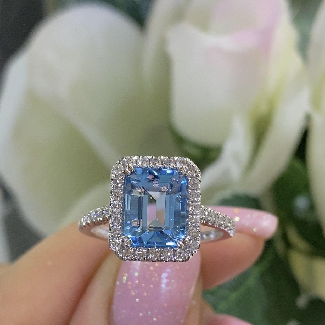 14K White Gold 2.70ct Blue Topaz with 0.40ct Diamond Ring DC-R13823-22 .ZIT (etsy image id: 4420033228)