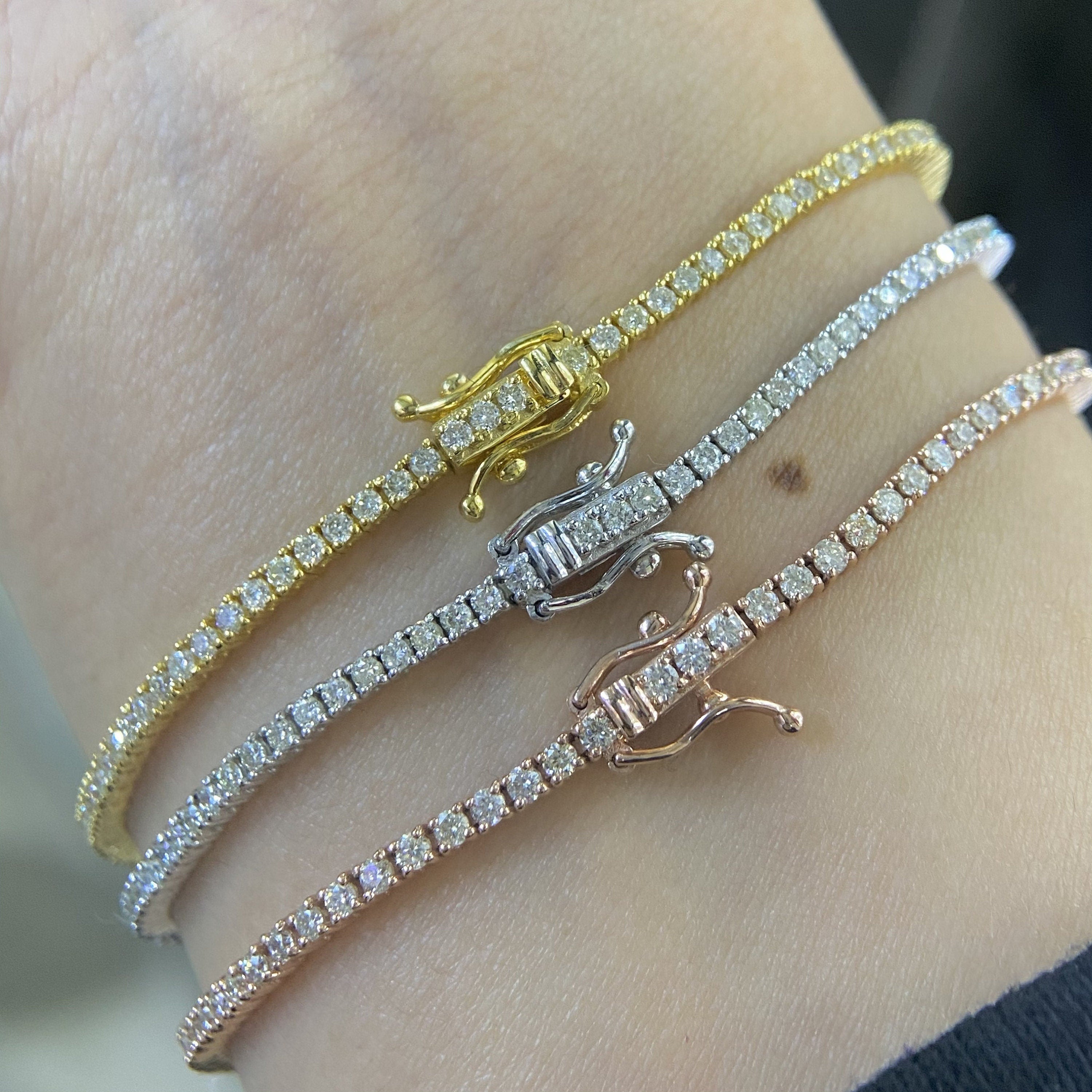 14K White/Yellow/Rose Gold Tennis Bracelets (etsy image id: 4508982090)