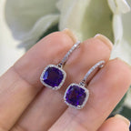 14K White Gold  2.79ct Amethyst Earrings 0.15ct with diamonds. (etsy image id: 4509625212)