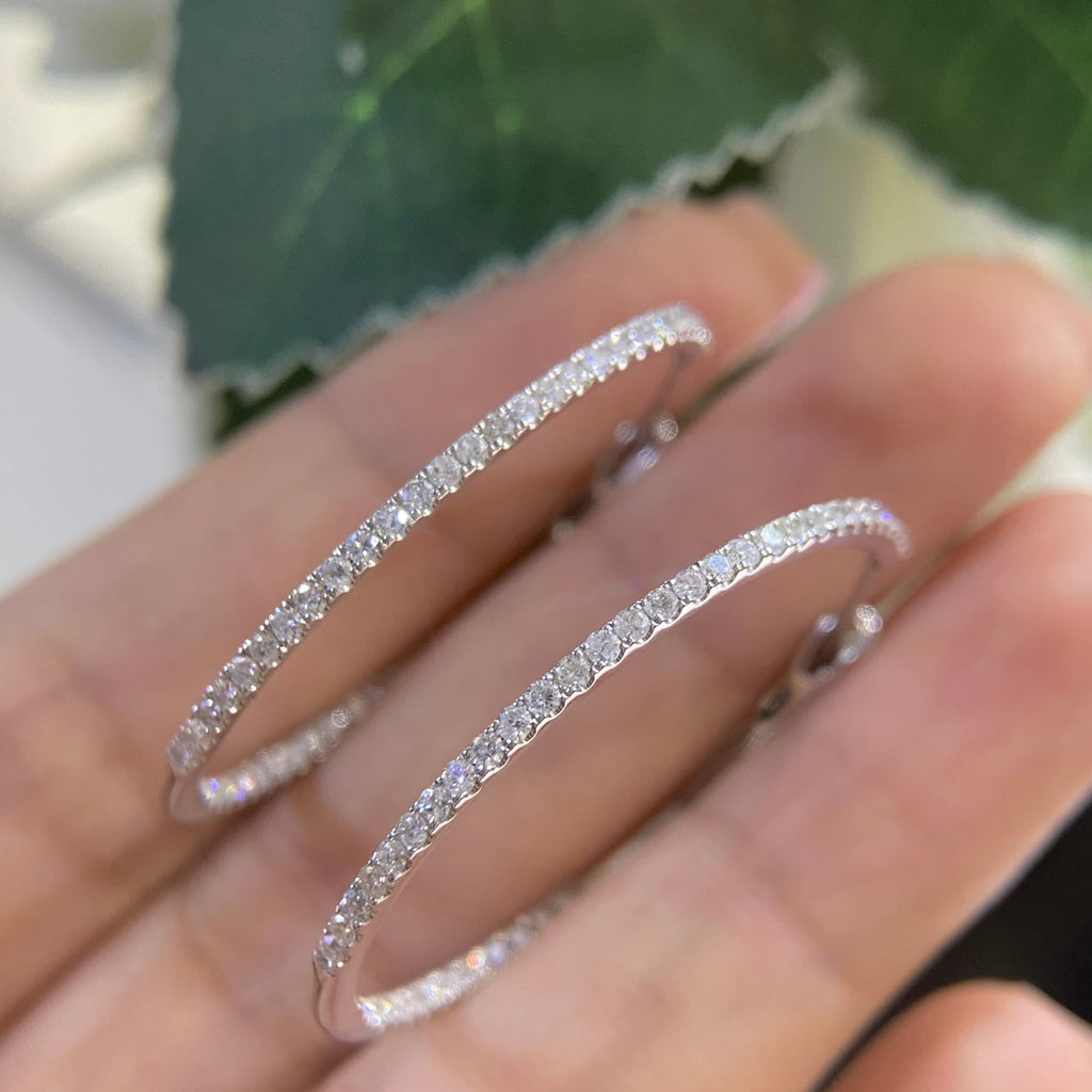 14K White Gold 1.03ct Diamonds Hoops ,SI clarity,G-H . DC-E13414-8. (etsy image id: 4516797072)
