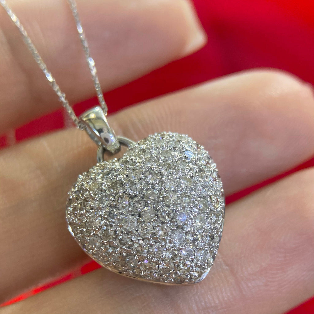 14K White Gold 2.50ct Natural Diamonds Heart Pendent (etsy image id: 4519495682)