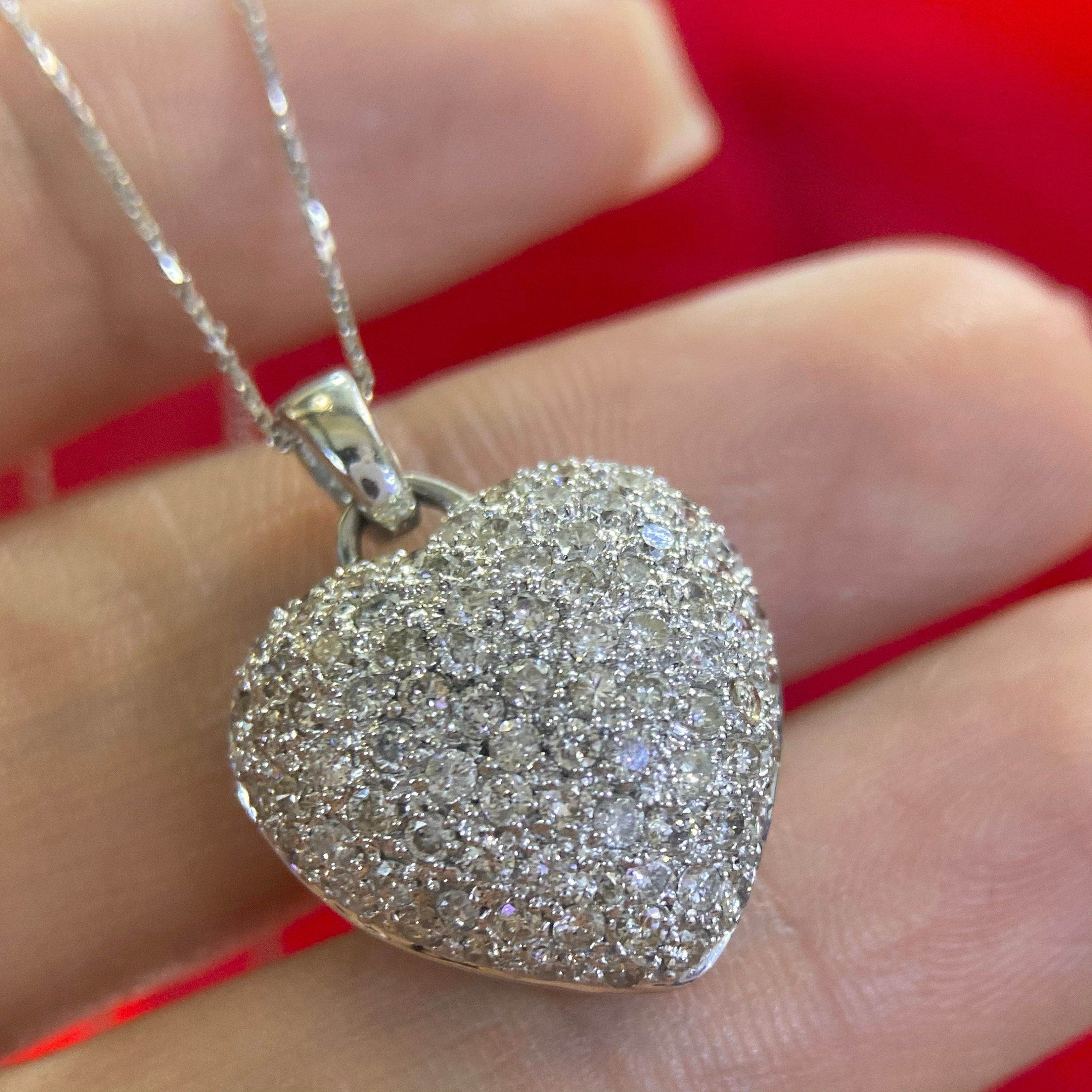14K White Gold 2.50ct Natural Diamonds Heart Pendent (etsy image id: 4519495682)