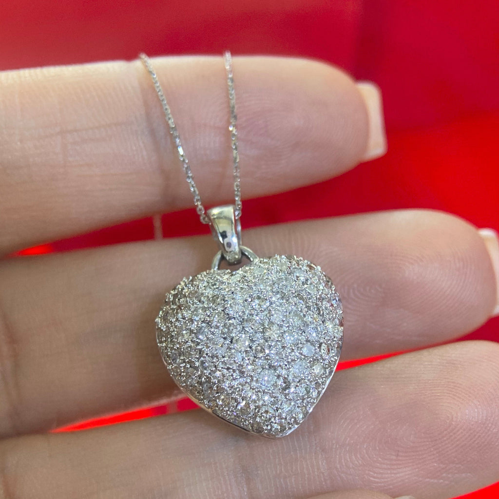 14K White Gold 2.50ct Natural Diamonds Heart Pendent (etsy image id: 4519497208)
