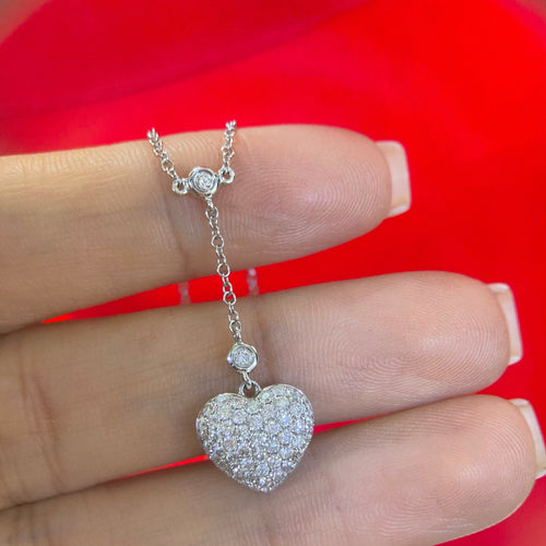 0.75ct round cut diamonds Heart shape pedant necklace in 14k WG (etsy image id: 4519598608)