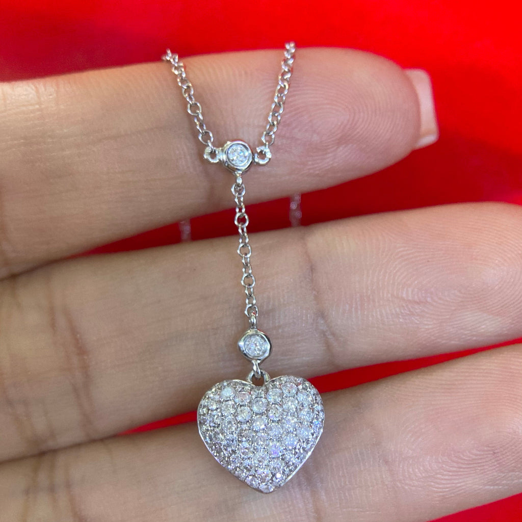 0.75ct round cut diamonds Heart shape pedant necklace in 14k WG (etsy image id: 4519598740)