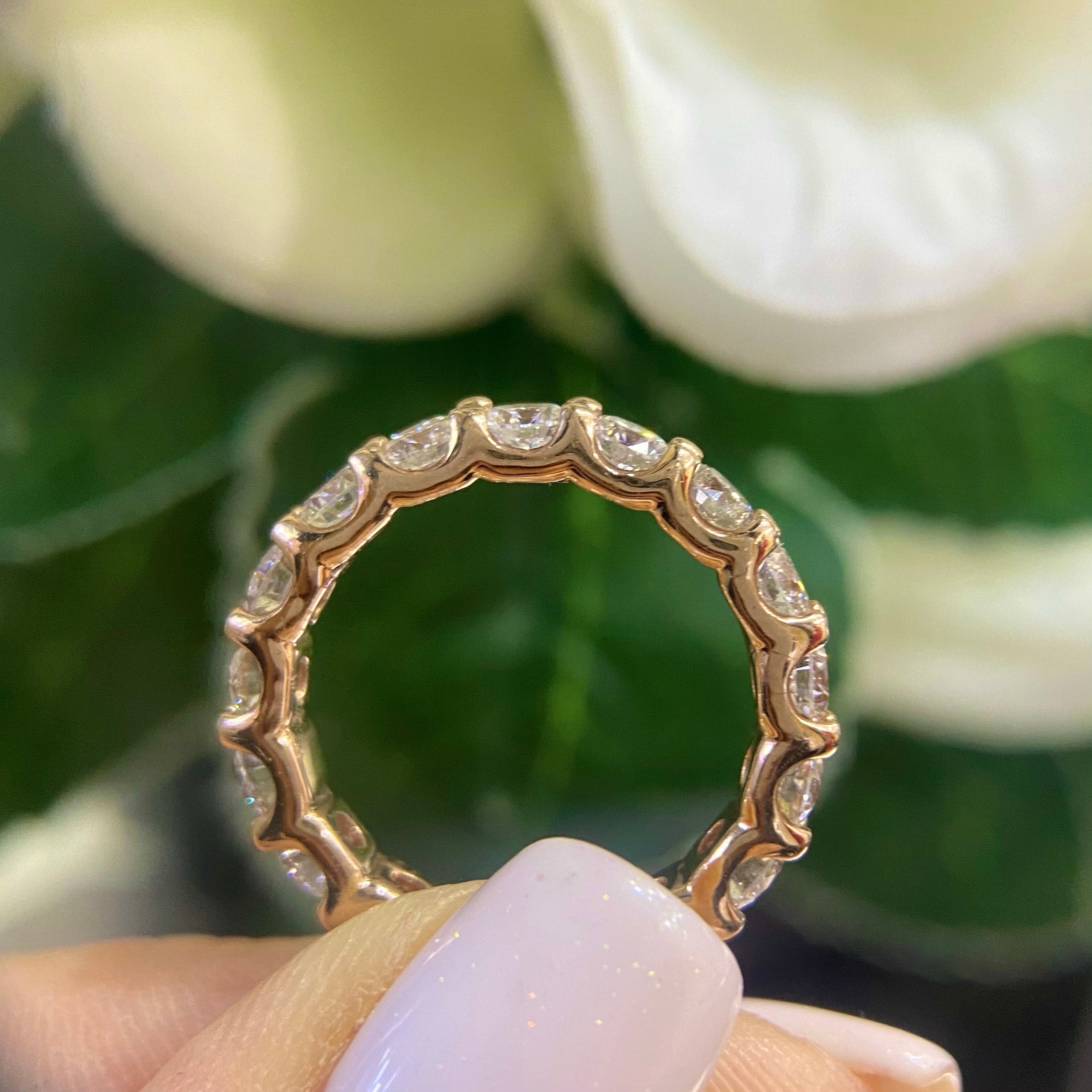 14K Rose Gold Eternity Band with 3.25ct in Diamonds __etsy:4529279224