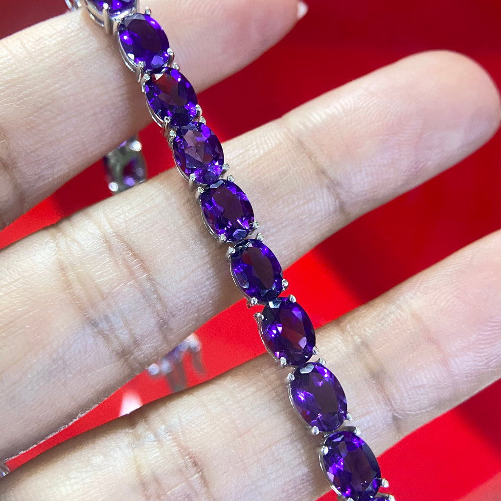 14K White Gold 18.10ct Amethyst Bracelet All the Way around AMBR01 I,IJJ (etsy image id: 4556255551)