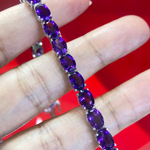 14K White Gold 18.10ct Amethyst Bracelet All the Way around AMBR01 I,IJJ (etsy image id: 4556255551)