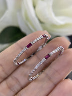 14K White Gold 0.86ct Rubies Hoops with 0.95ct in Diamonds. DC-E14140-12 (etsy image id: 4556279457)