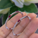14K White Gold 0.86ct Rubies Hoops with 0.95ct in Diamonds. DC-E14140-12 (etsy image id: 4556282891)