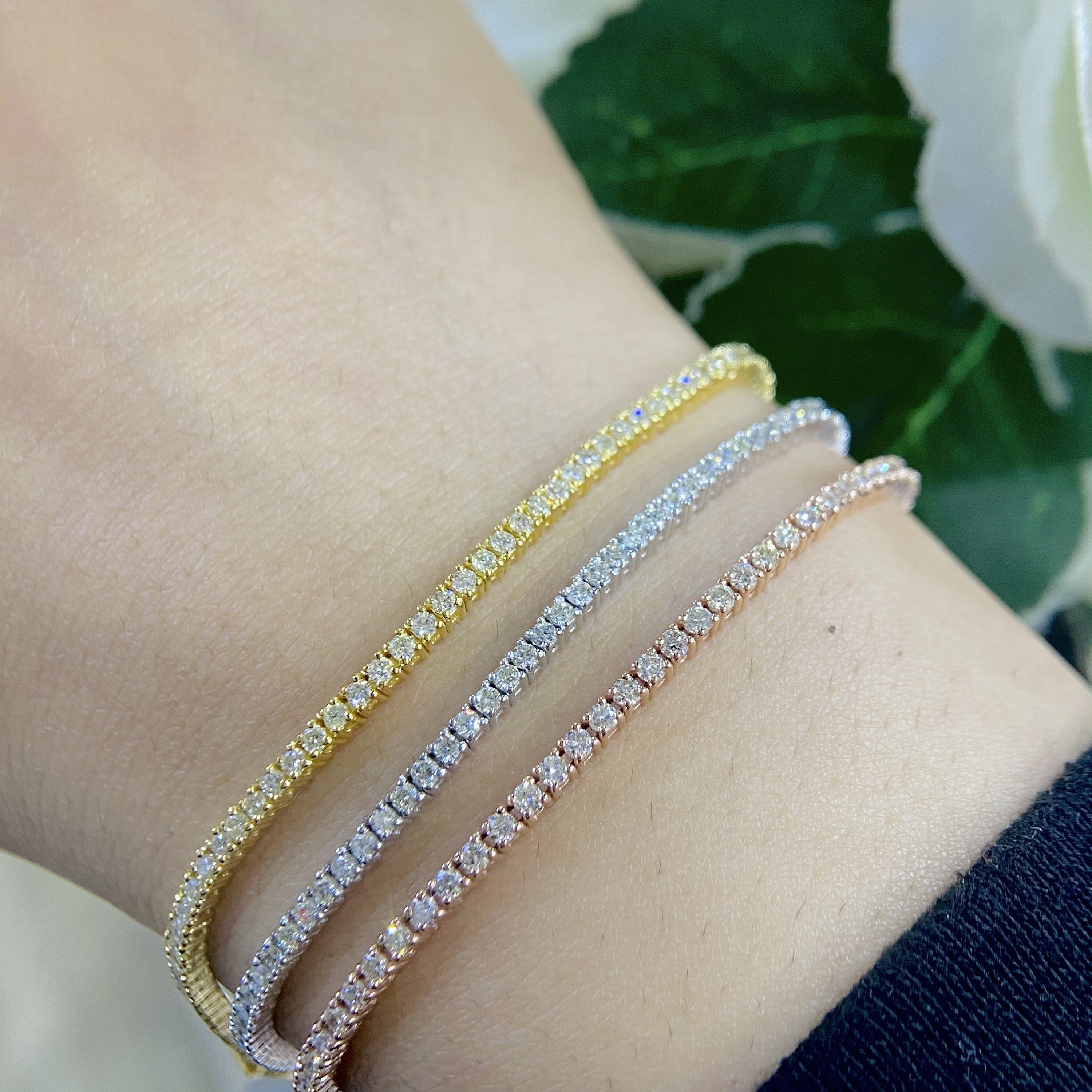 14K White/Yellow/Rose Gold Tennis Bracelets (etsy image id: 4556352415)