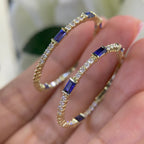 14K Yellow Gold 0.85ct Diamonds & 1.29ct Sapphires Hoops-Earrings (etsy image id: 4556862931)