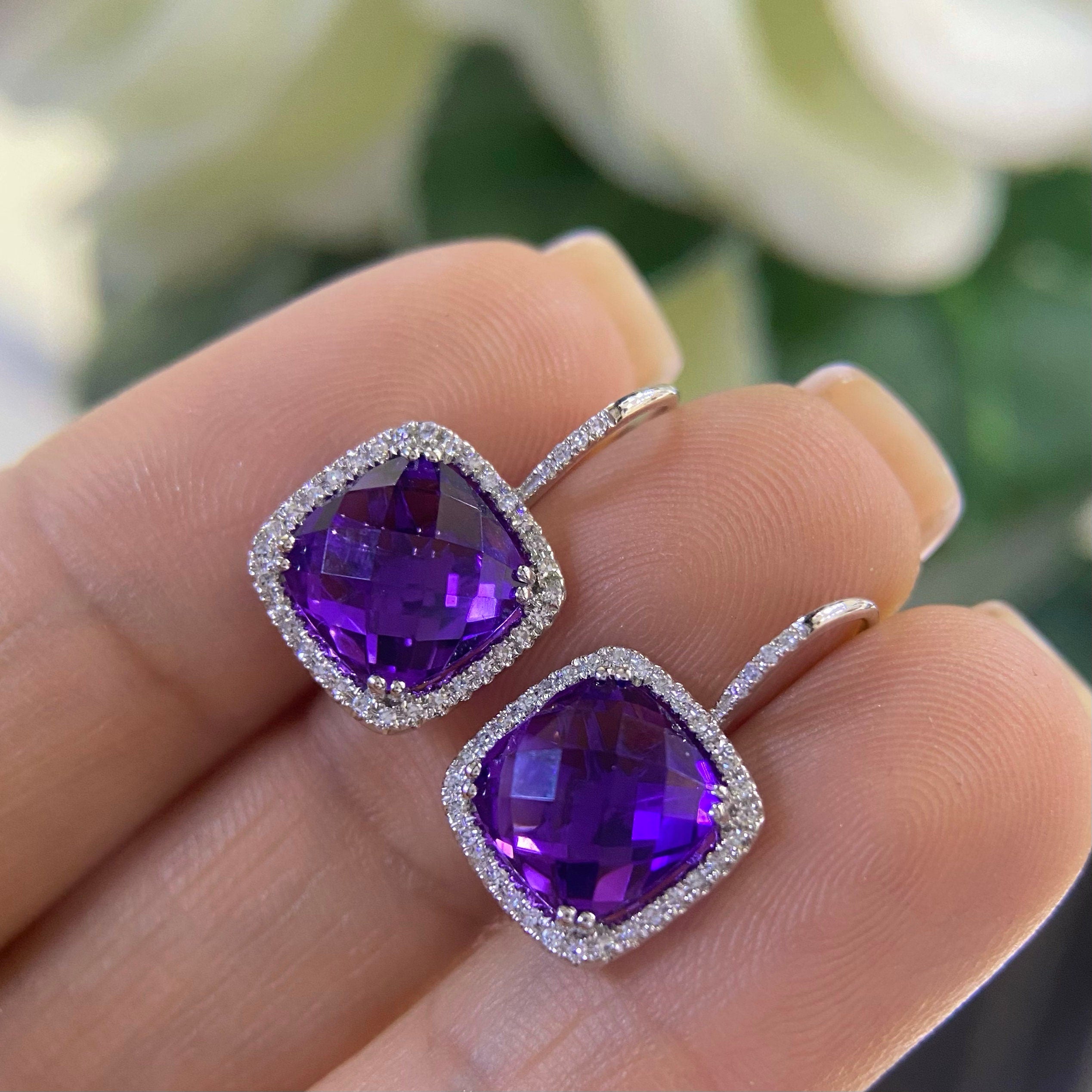 14K White Gold 4.98ct Amethyst Earrings (etsy image id: 4556967729)