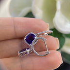 14K White Gold  2.79ct Amethyst Earrings 0.15ct with diamonds. (etsy image id: 4556995597)