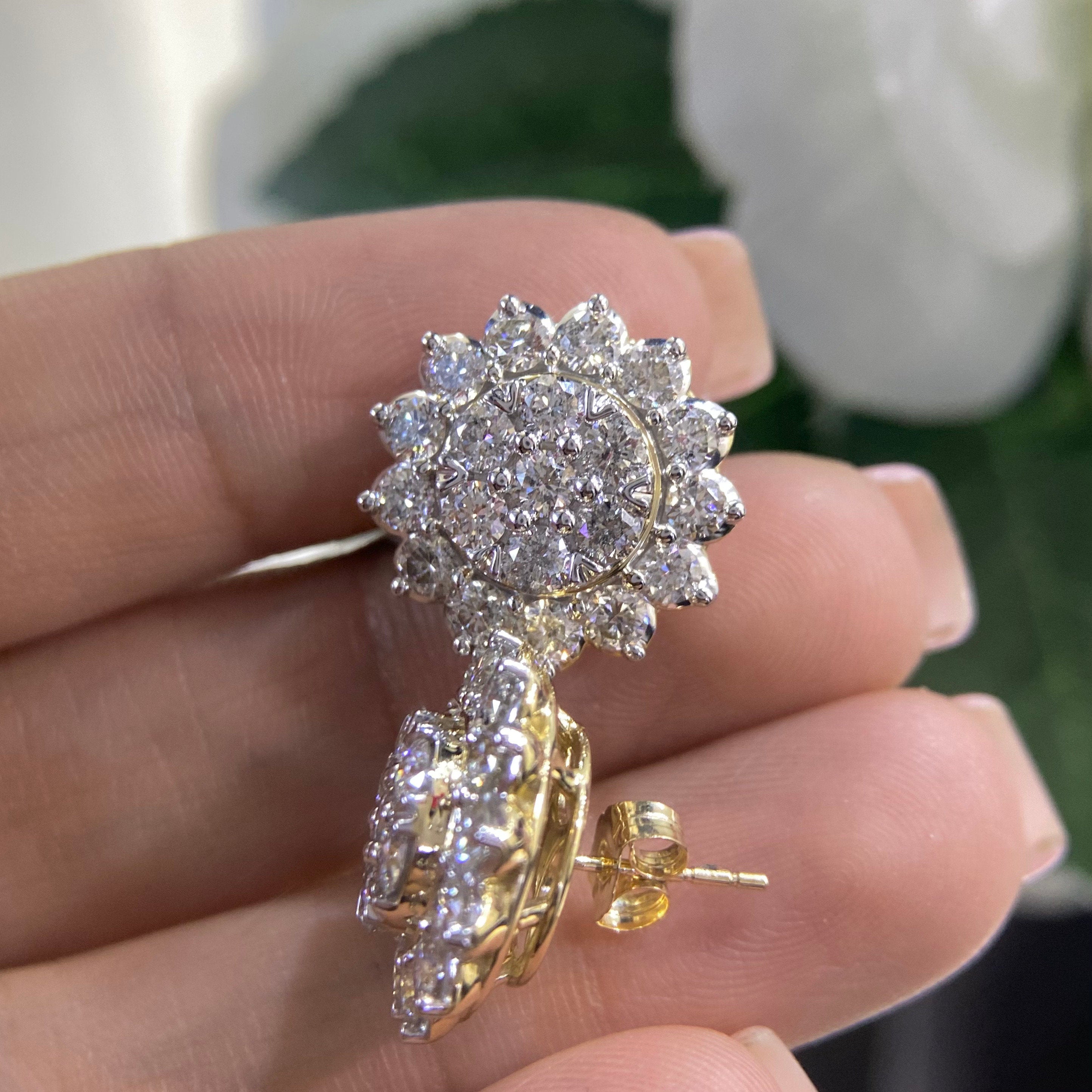 14K Yellow Gold 3.50ct Diamond Earrings (etsy image id: 4557028635)