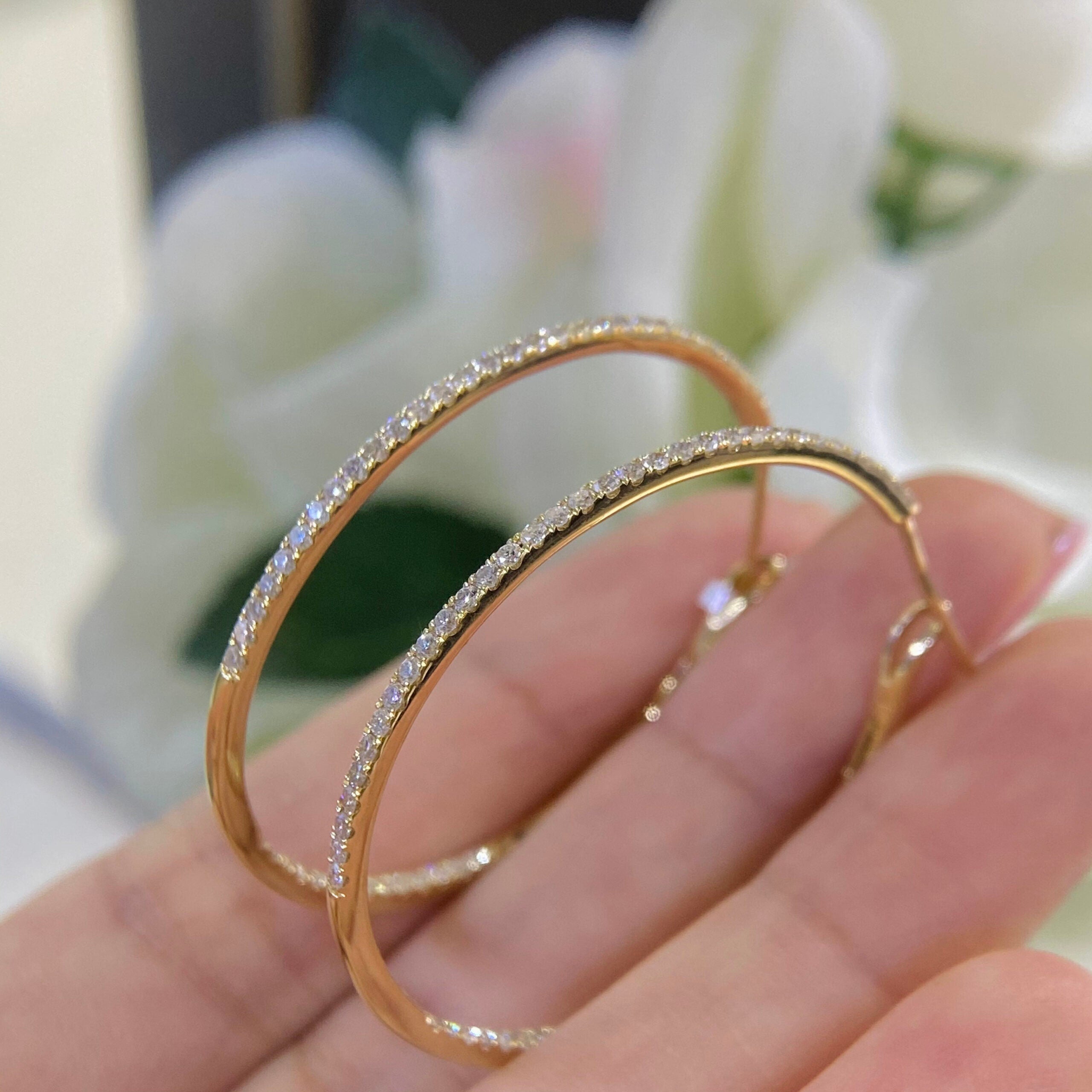 14K Yellow Gold 1.27ct Diamonds Hoops DC-E14173-2 (etsy image id: 4564159227)