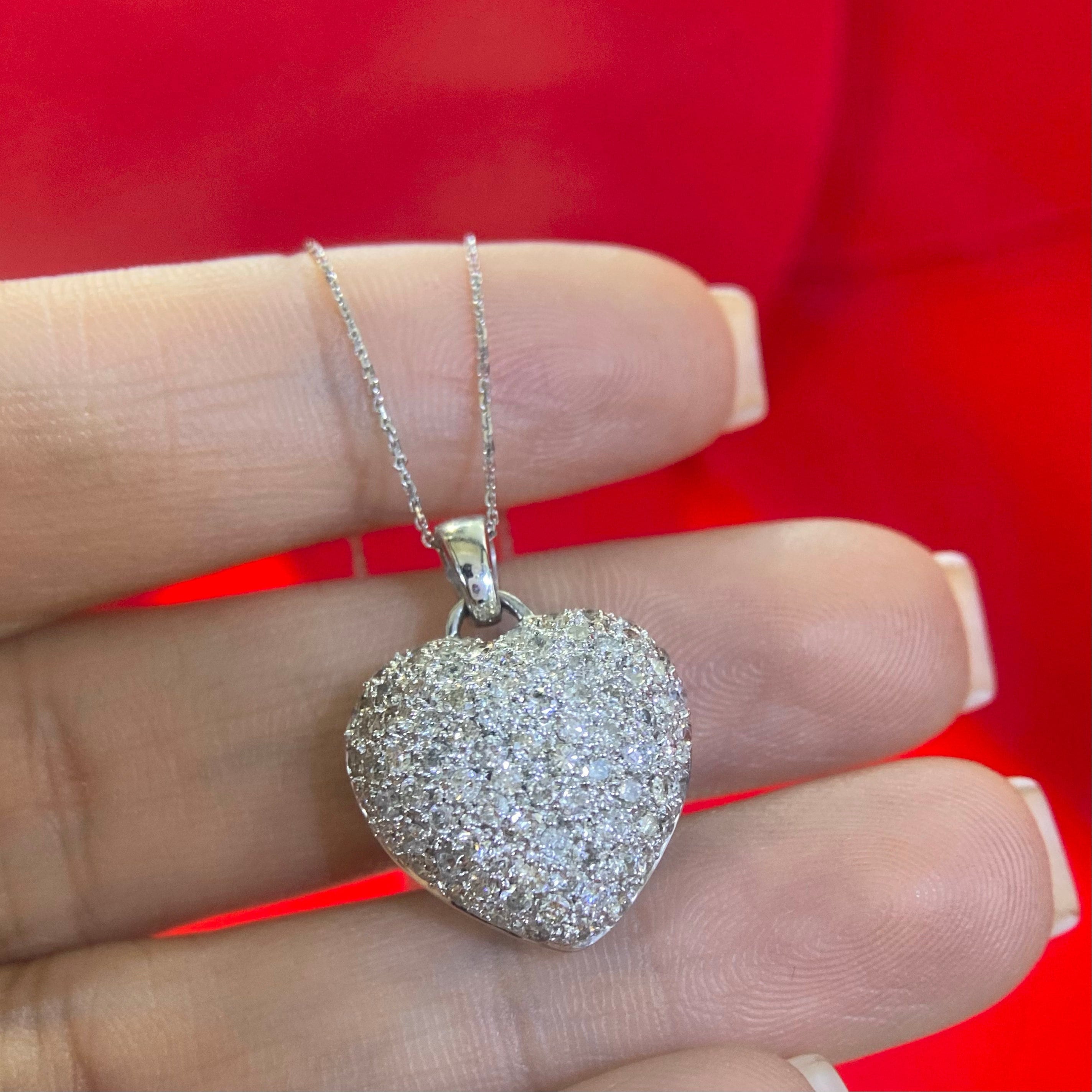 14K White Gold 2.50ct Natural Diamonds Heart Pendent (etsy image id: 4566883889)