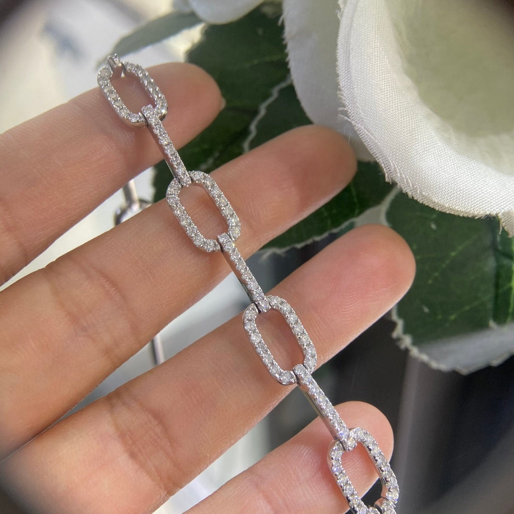 White Gold Clip Link Bracelet with Diamonds all Around (etsy image id: 4721853930)