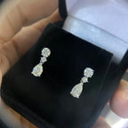 White Gold Diamond Drop Earrings with Natural Round and Pear Shape Cut Diamonds (etsy image id: 4743027712)