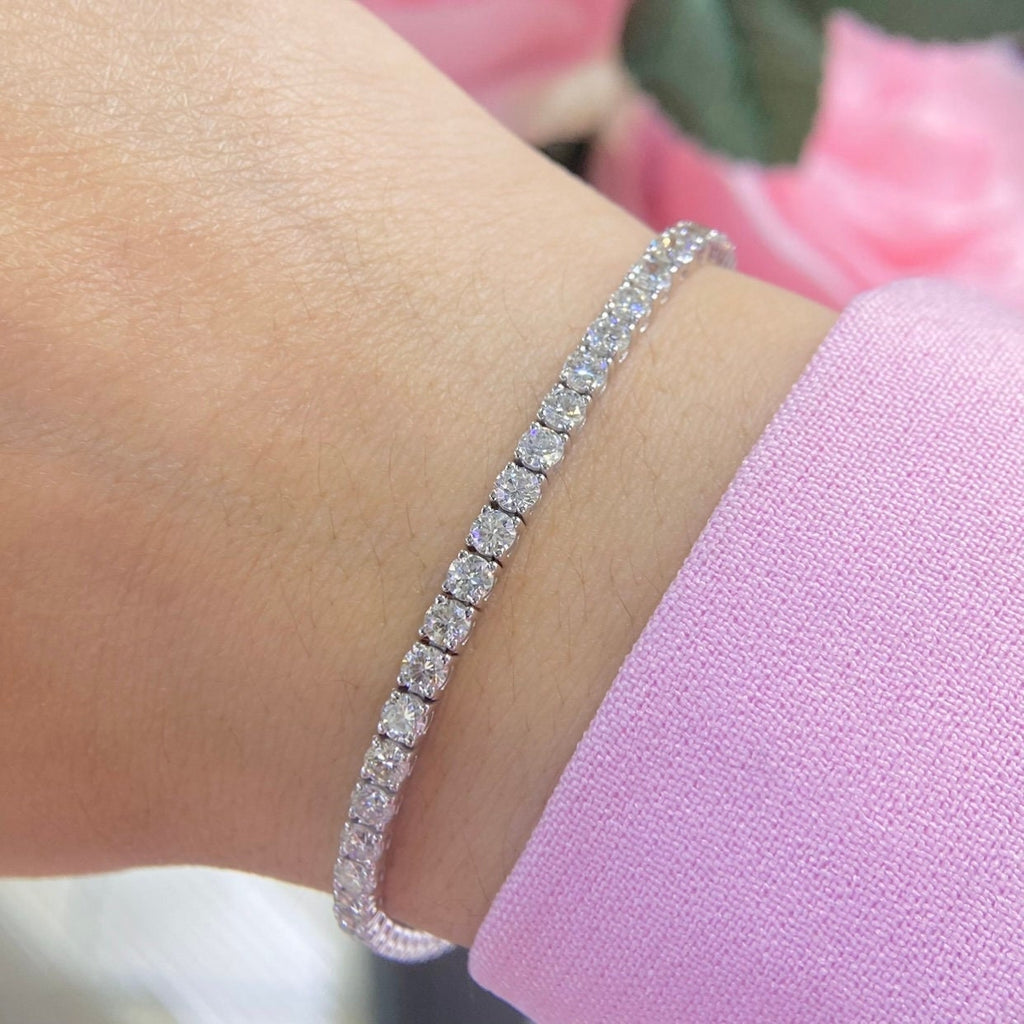 14K White Gold Natural Diamond 6.40ct Tennis Bracelet DB097 TGEJ (etsy image id: 4830118488)