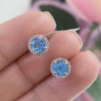 Natural  1.23ct Blue Topaz Earrings with 0.11c t in Diamonds. DCE-1422-162 (etsy image id: 4839118534)