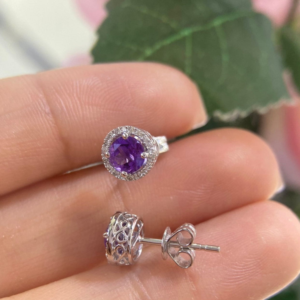 14K White Gold  0.96ct Amethyst & 0.11ct in Diamonds.  DC-E1422-161 IET (etsy image id: 4839147734)