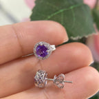 14K White Gold  0.96ct Amethyst & 0.11ct in Diamonds.  DC-E1422-161 IET (etsy image id: 4839147734)