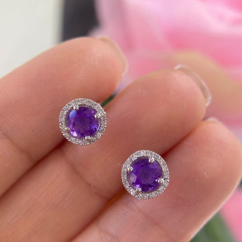 14K White Gold  0.96ct Amethyst & 0.11ct in Diamonds.  DC-E1422-161 IET (etsy image id: 4839147738)