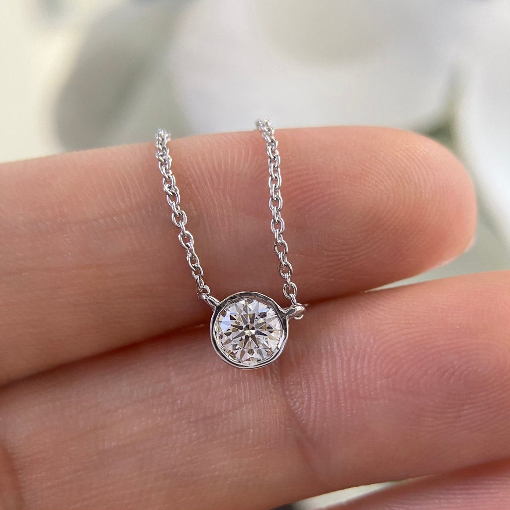 14K White Gold Natural Diamond 0.50ct Pendant Necklace. DP0023 LJJ (etsy image id: 4839721285)