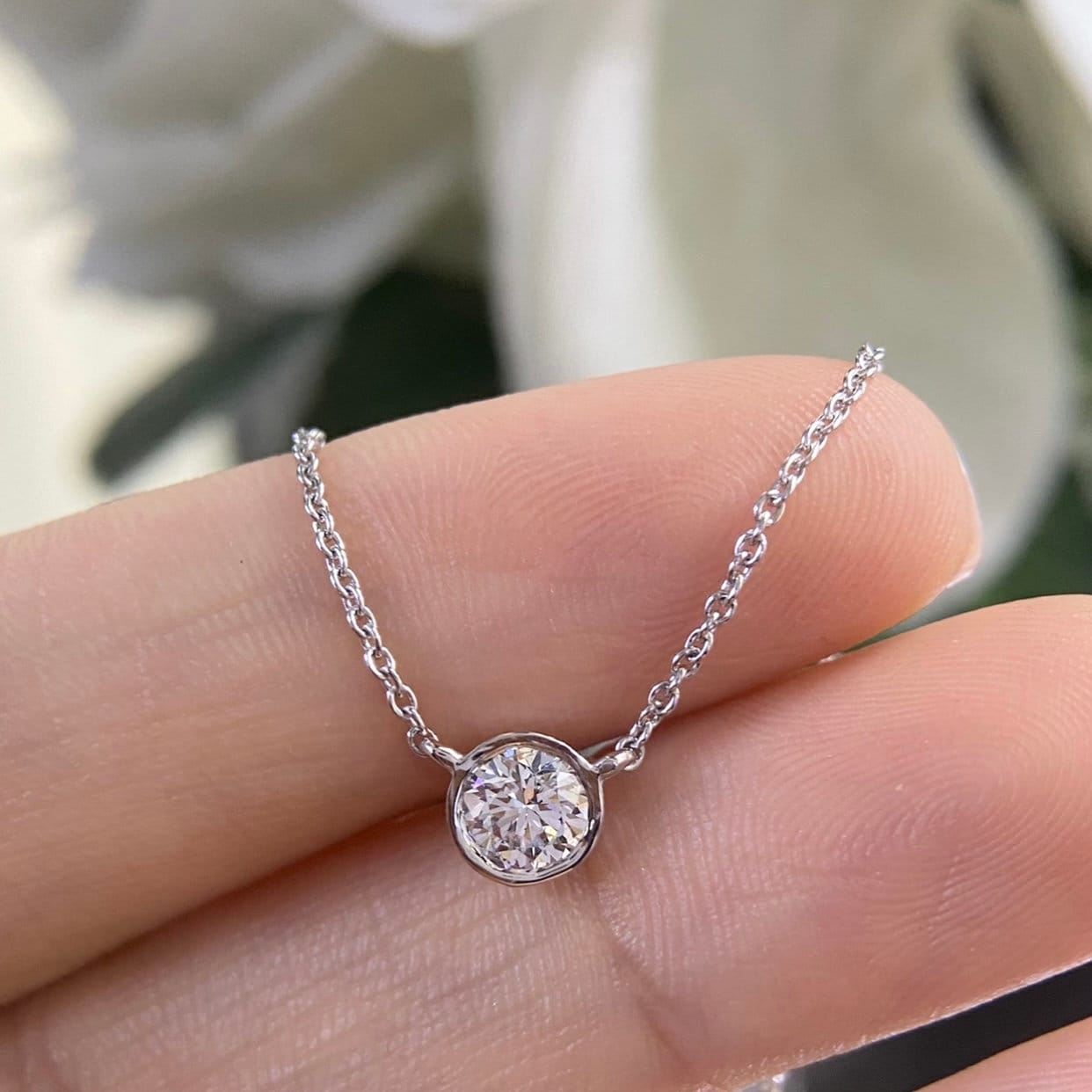 14K White Gold Natural Diamond 0.50ct Pendant Necklace. DP0023 LJJ (etsy image id: 4839776529)