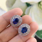 14K White Gold 3.50ct Sapphires Earrings with 1.76ct in Diamonds. SDER009 G,NJJ (etsy image id: 4839966195)