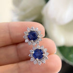 14K White Gold Earrings 2.46ct Sapphire with 1.15ct in Diamonds. SDER014 GJJJ (etsy image id: 4840028935)