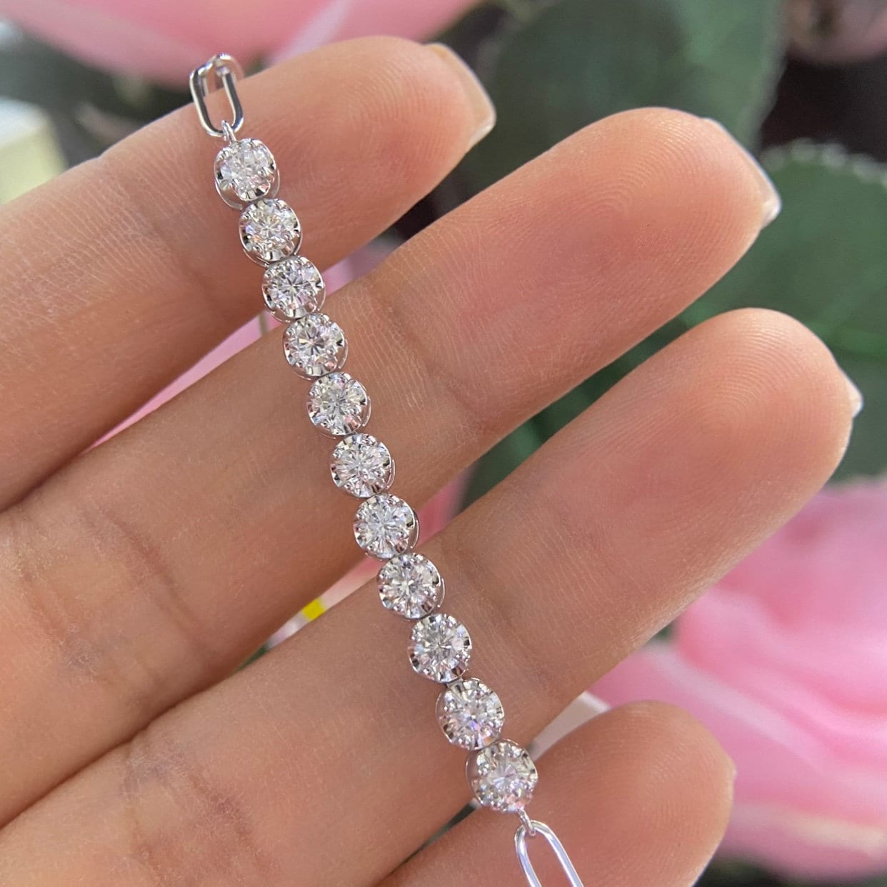 14K White Gold Bracelet tennis 1.30ct in natural diamonds . DB091 I,IJJ (etsy image id: 4878371327)