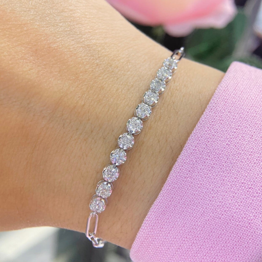 14K White Gold Bracelet tennis 1.30ct in natural diamonds . DB091 I,IJJ (etsy image id: 4878371333)