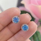 Natural  1.23ct Blue Topaz Earrings with 0.11c t in Diamonds. DCE-1422-162 (etsy image id: 4887378817)