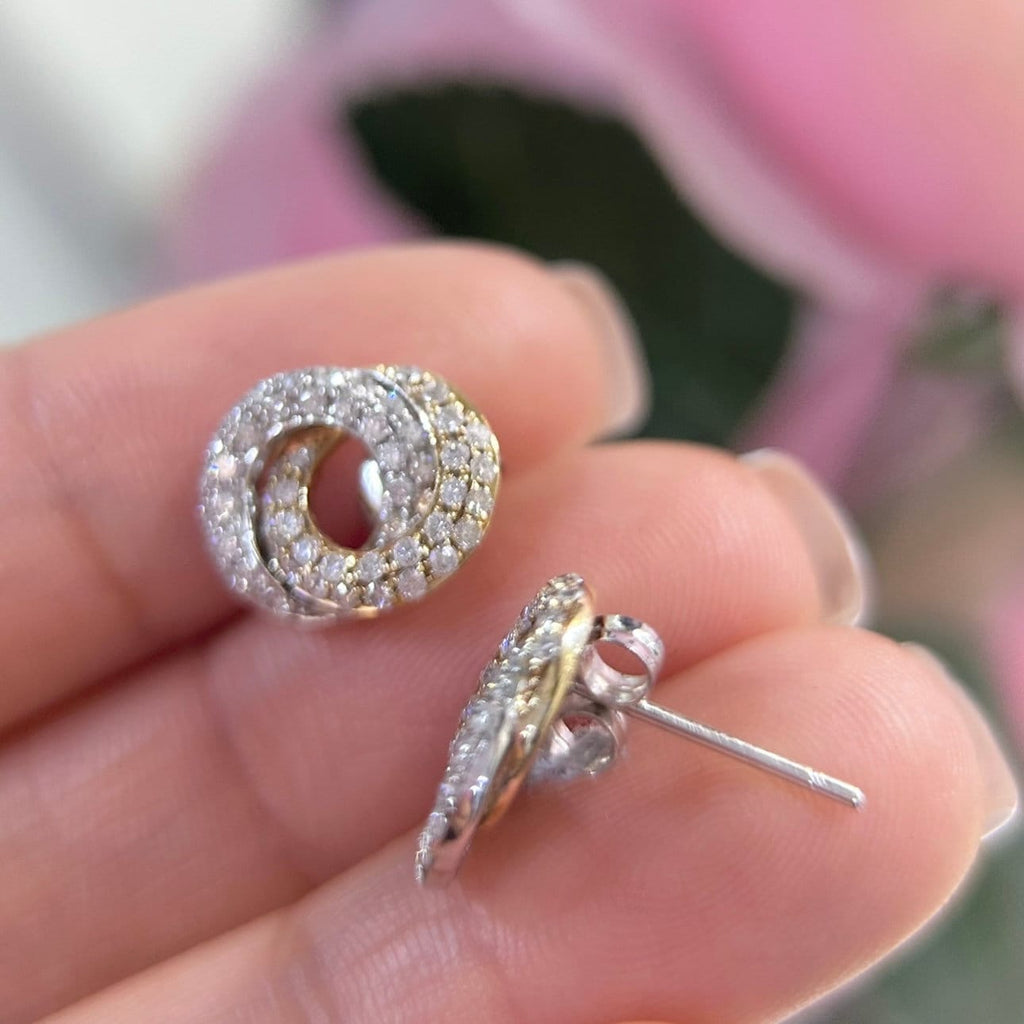 14K Yellow-White Gold  o.88ct in Diamonds Earrings.  ZTT (etsy image id: 4887382619)