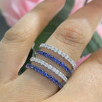 18K White Gold Four Row Ring with 1.00ct in Sapphires and 0.80ct in Diamonds. (etsy image id: 4887483357)