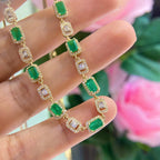 14K Yellow Gold 2.75ct Emerald and 0.24ct Diamonds Necklace. (etsy image id: 4892097114)