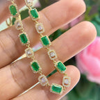 14K Yellow Gold 2.75ct Emerald and 0.24ct Diamonds Necklace. (etsy image id: 4892097116)