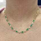 14K Yellow Gold 2.75ct Emerald and 0.24ct Diamonds Necklace. (etsy image id: 4892106486)
