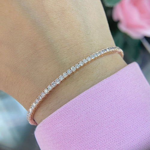 14K Rose Gold Bangle Tennis style  with 3.32ct in Diamonds (etsy image id: 4892271180)