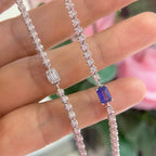 18K White Gold Tennis Necklace with 1.94ct Natural Sapphires & 3.02ct in Natural Diamonds (etsy image id: 4898815412)