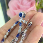 18K White Gold Earrings with Pear Shape Blue Sapphires and Natural Brilliant Round Diamonds. 8.05ct Natural Sapphires & 3.24ct in Diamonds. (etsy image id: 4901663346)