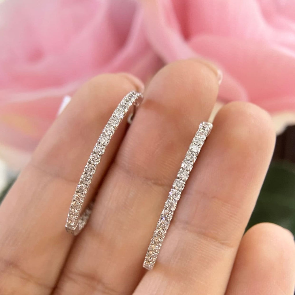 14K White Gold 1.55ct Natural Diamonds Hoops Earrings .DIER056 IIJJ (etsy image id: 4901690552)